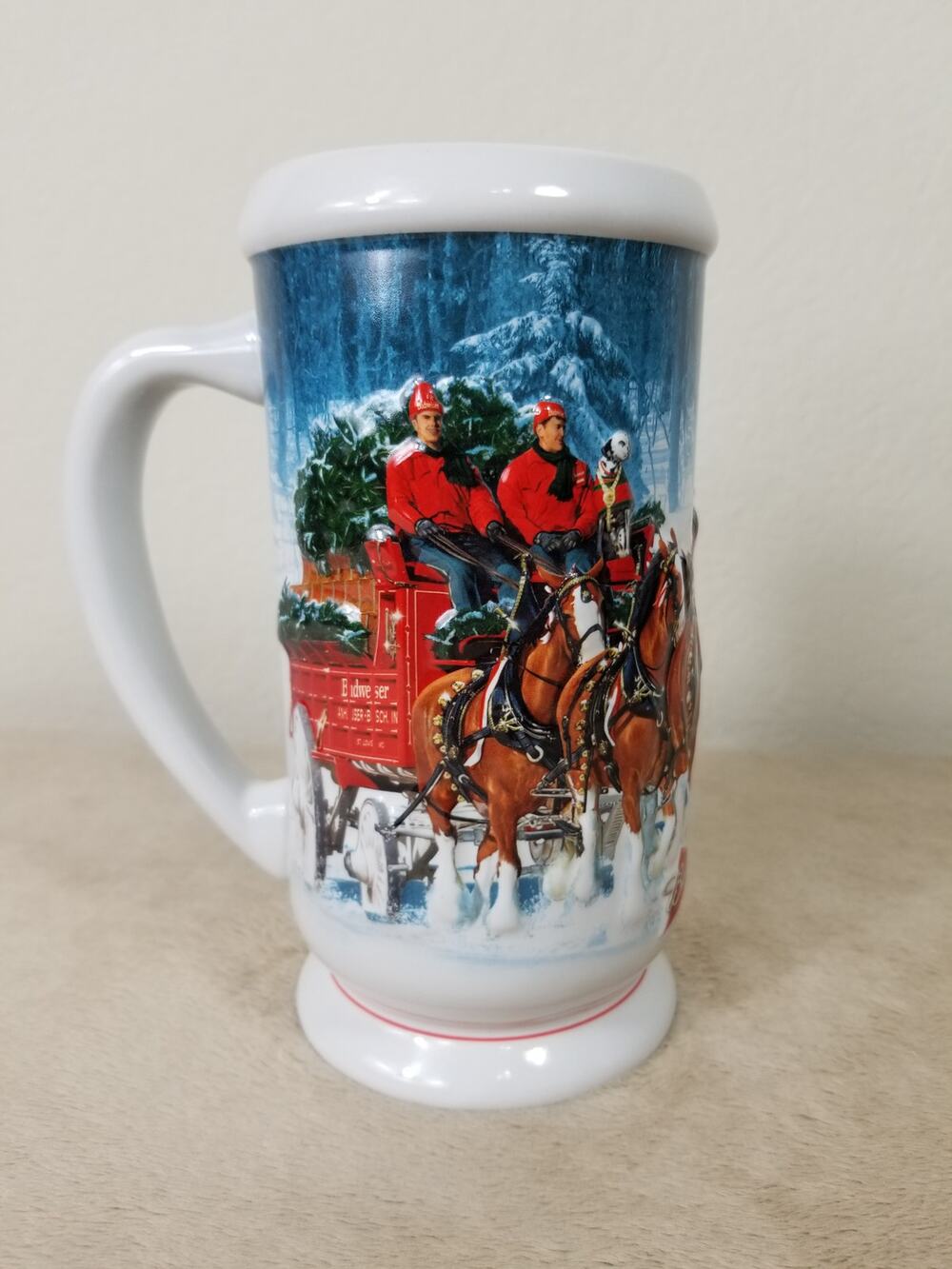 Budweiser Beer Stein Mug 7" Winter's Calm 2007 Handcrafted Brazil Ceramarte Vtg